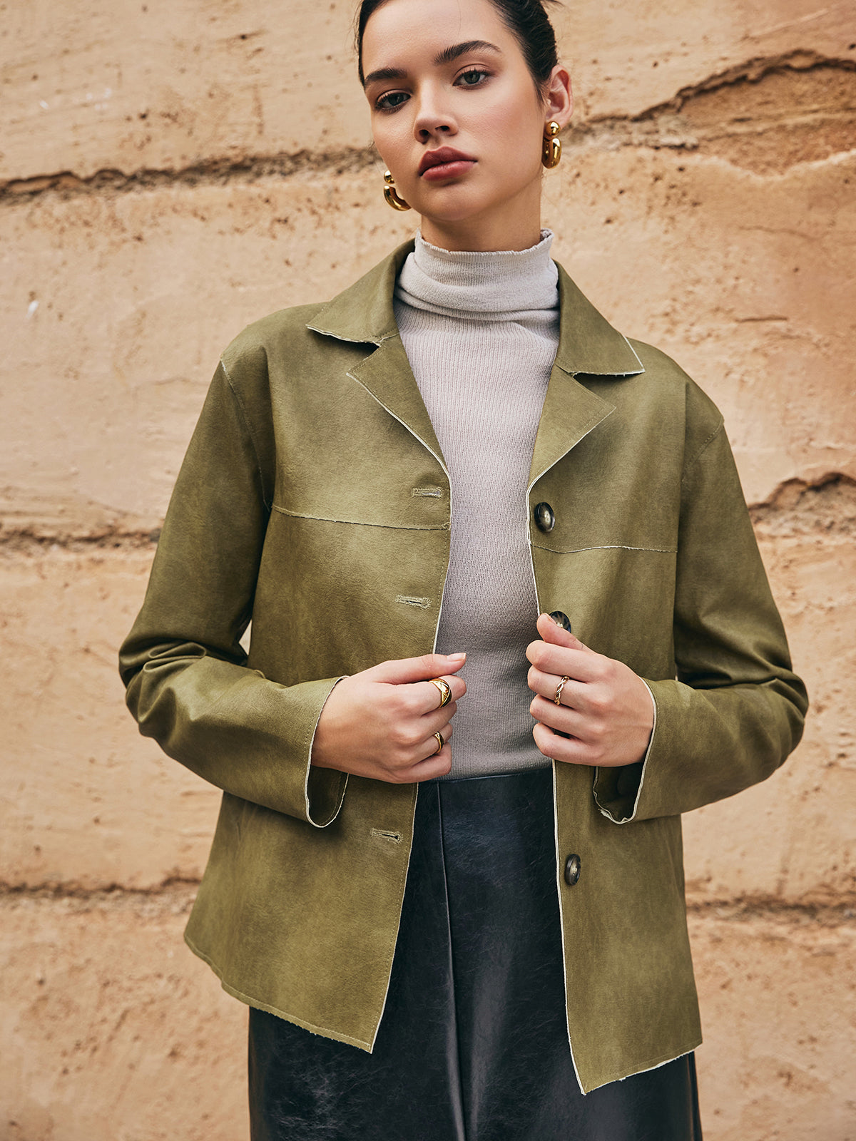 Luvik | PU-Nahka Suora Takki