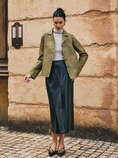 Luvik | PU-Nahka Suora Takki