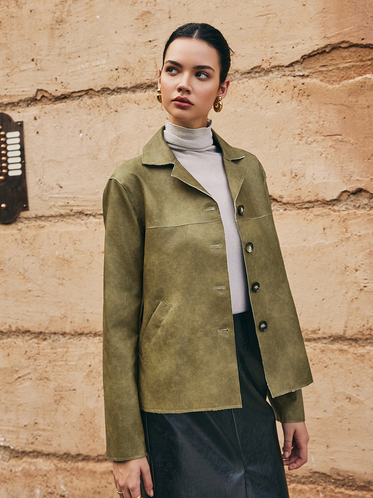 Luvik | PU-Nahka Suora Takki