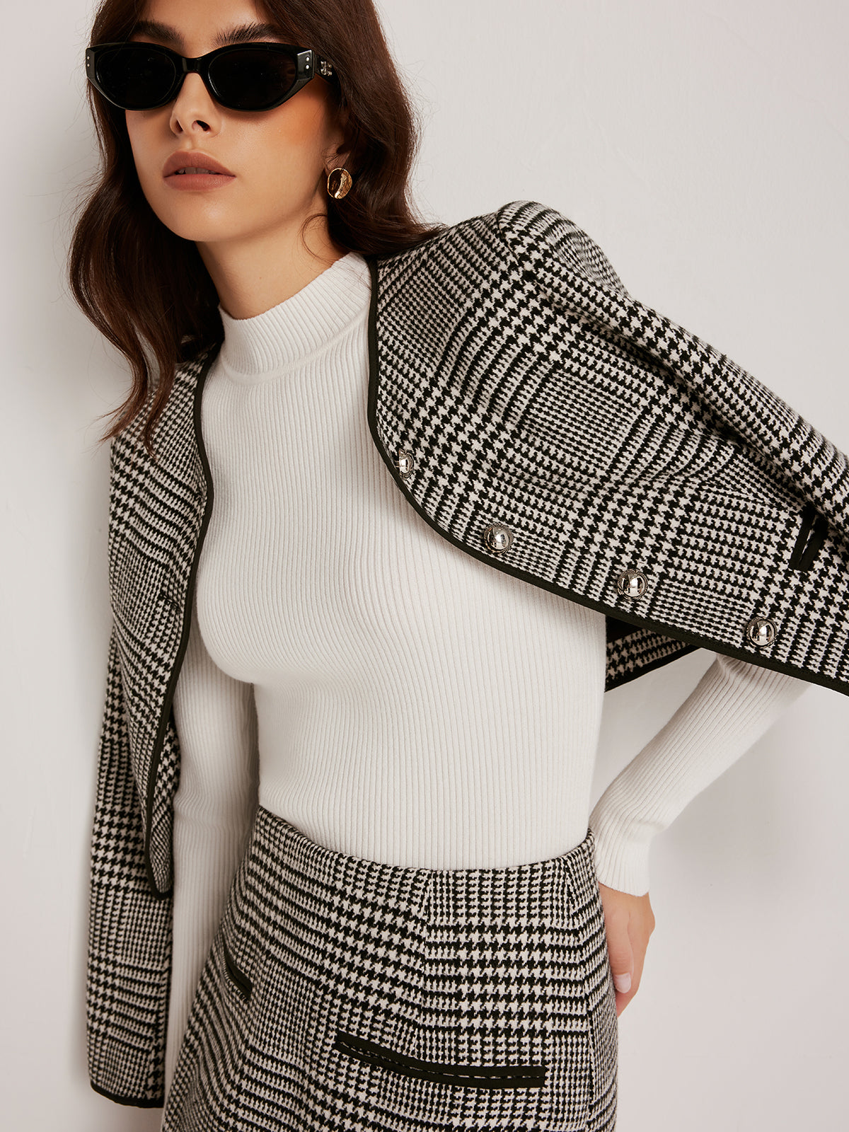 Luvik | Trim Plaid Napitustakki