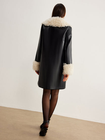 Luvik | Kauluksellinen keinonahkatakki ilman vyötä