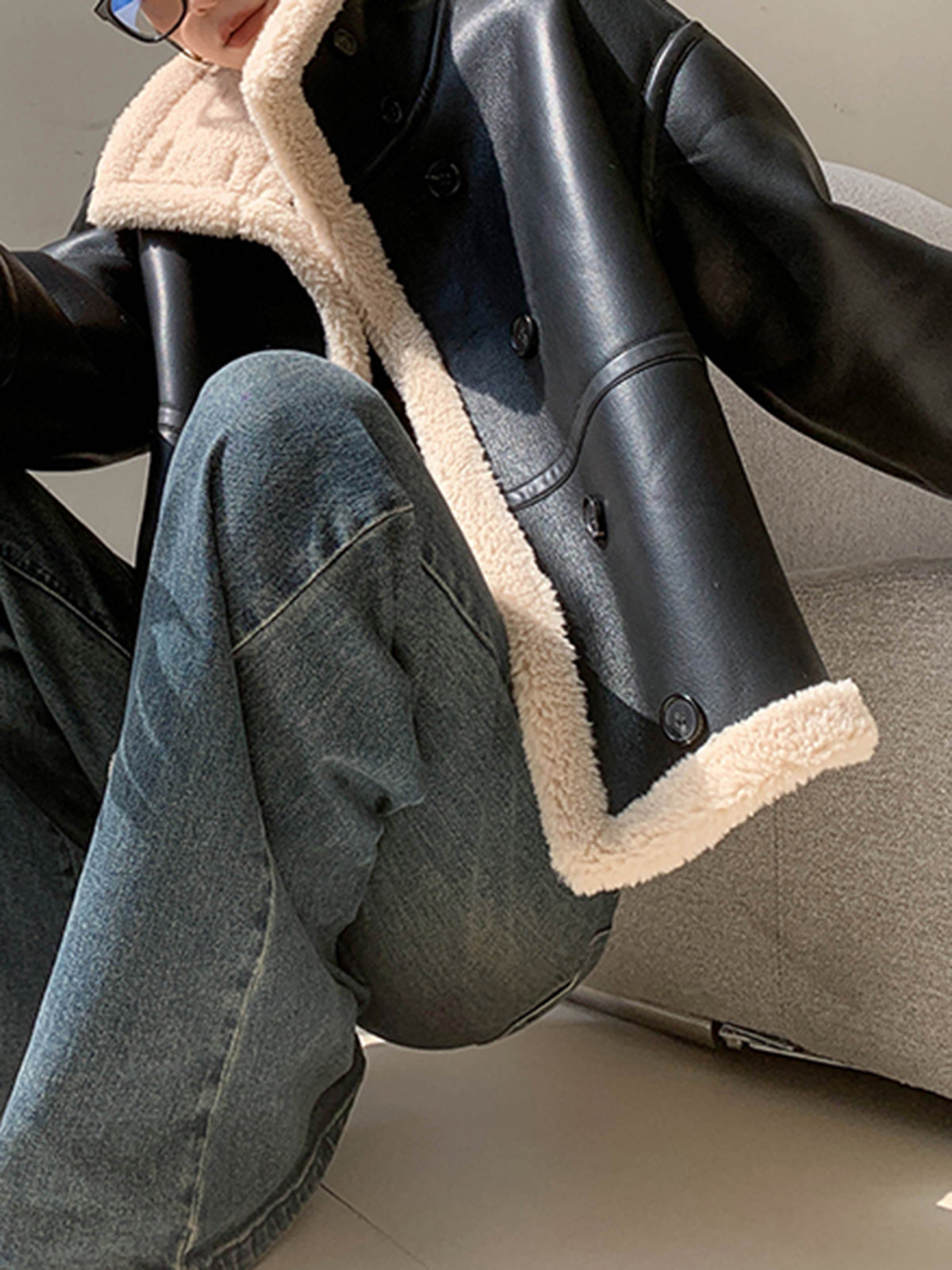 Luvik | Vuoritettu tekonahkatakki