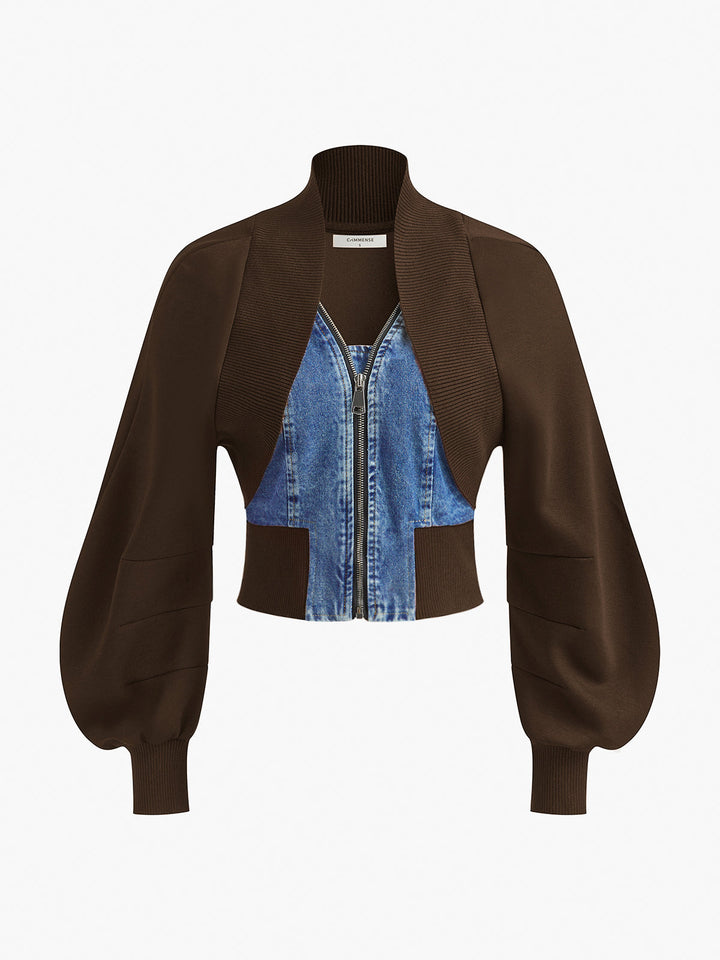 Luvik | Ermeløs Denim-panel Slim Jakke
