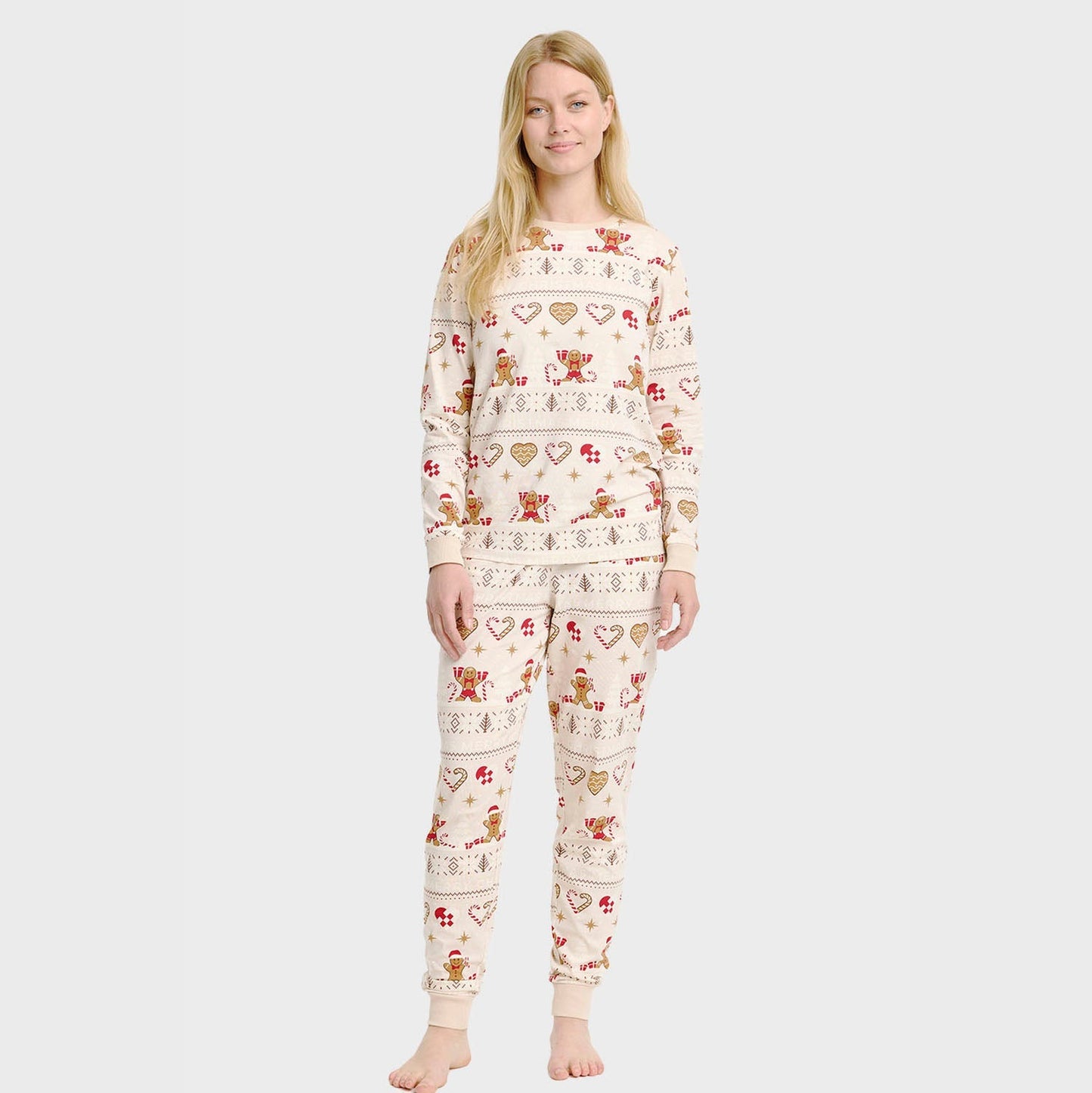 Luvik | Joulukeksit joulupyjama beige - Naisten