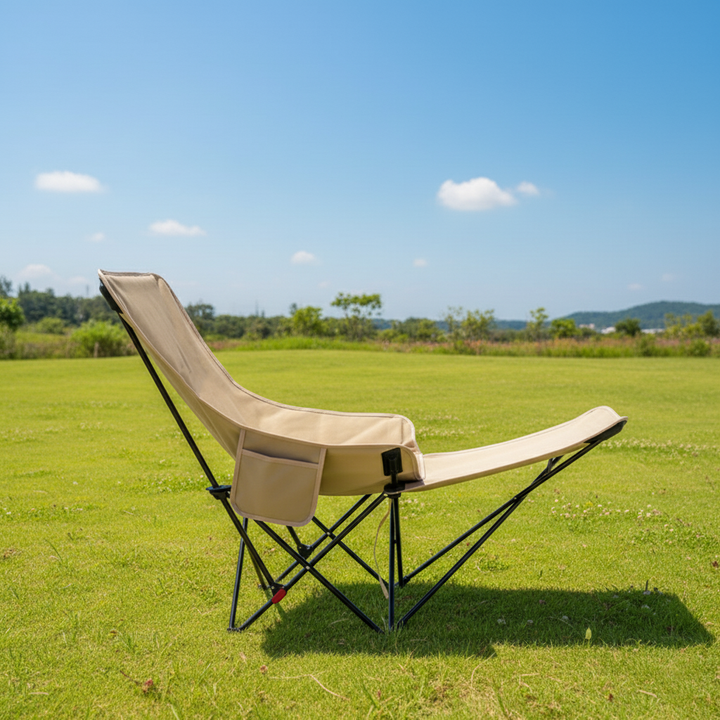 Moderne Industriell Oxford Stof Karbon Stål Sammenleggbar Camping Stol Ryggstøtte Fotstøtte For Utendørs Patio | Luvikno