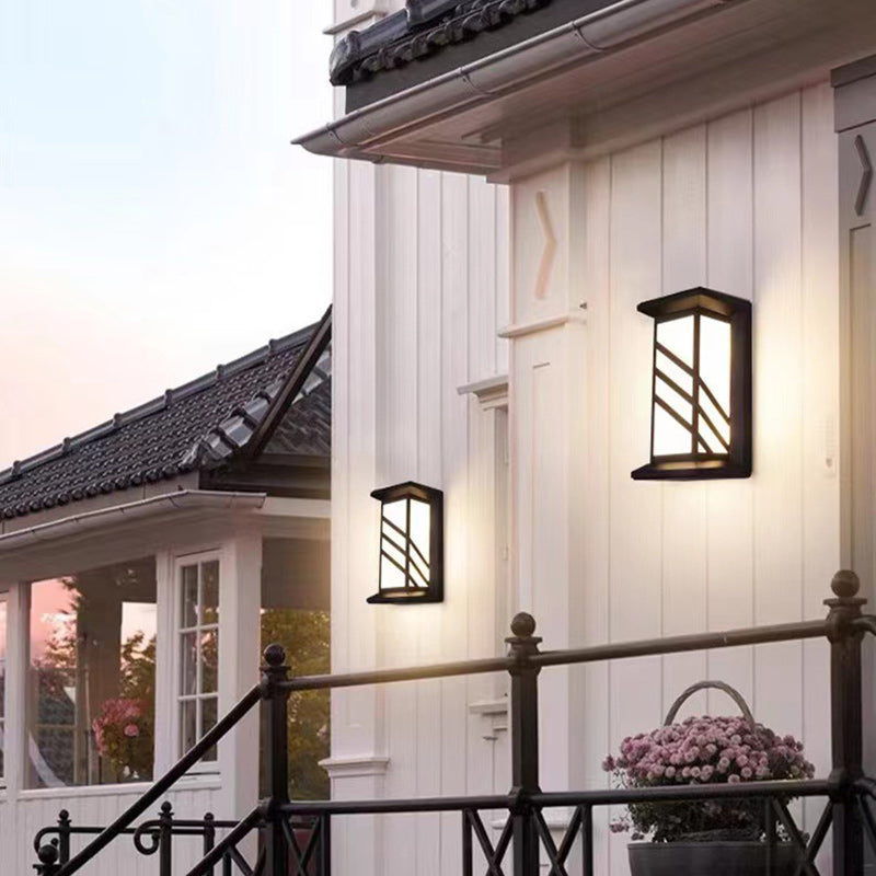 Tradisjonell kinesisk rektangulær vanntett aluminium akryl LED vegglys for utendørs terrasser | Luvikno