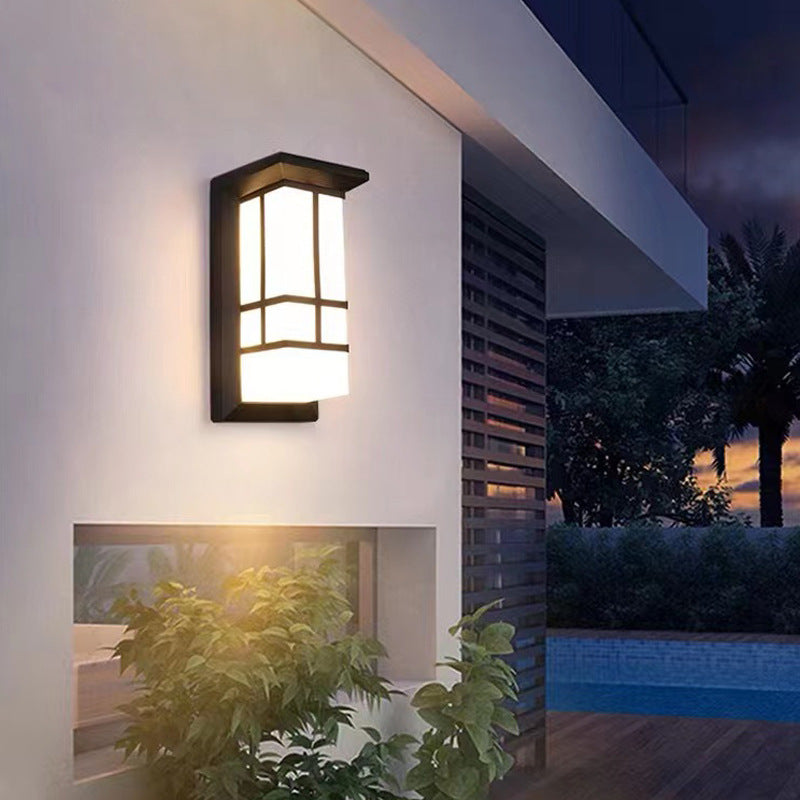 Tradisjonell kinesisk rektangulær vanntett aluminium akryl LED vegglys for utendørs terrasser | Luvikno