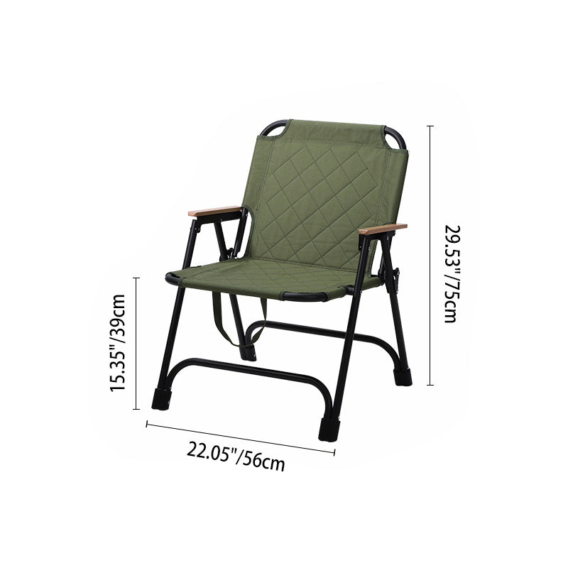 Moderne Minimalistisk Rektangulær Diamantmønstret Karbonstål Oxford Stoff Bøketræ Sammenleggbar Camping Stol Ryggstøtte Armlene For Hage | Luvikno