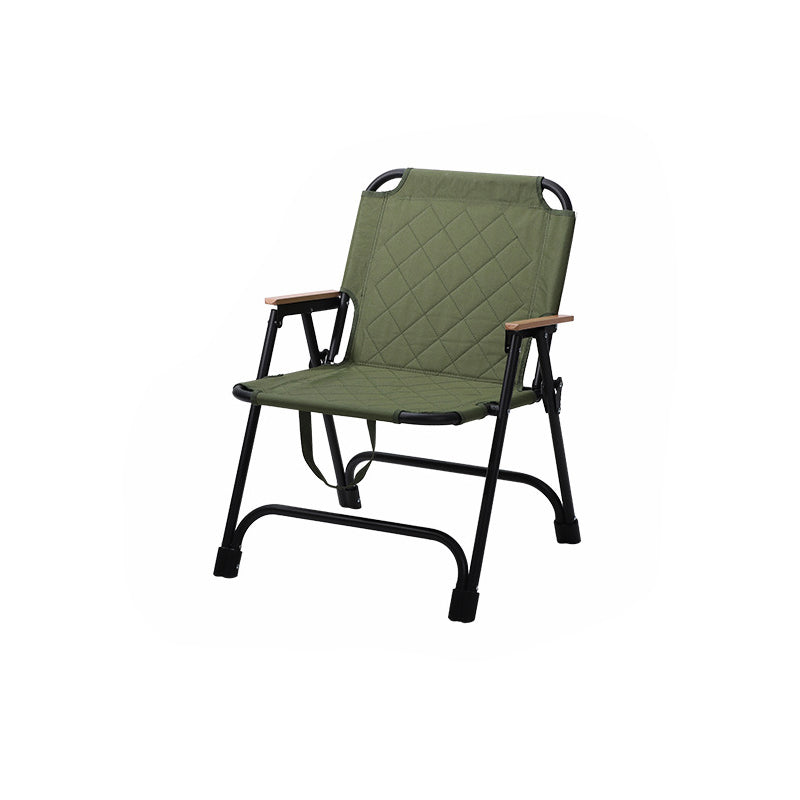 Moderne Minimalistisk Rektangulær Diamantmønstret Karbonstål Oxford Stoff Bøketræ Sammenleggbar Camping Stol Ryggstøtte Armlene For Hage | Luvikno