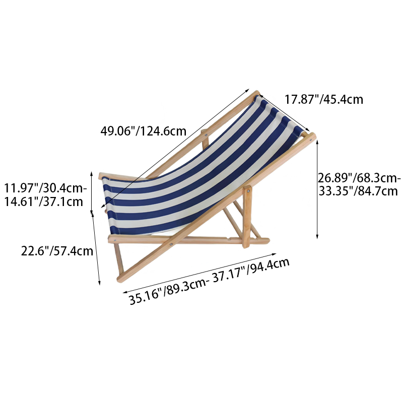 Moderne Minimalistisk Rektangulær Oxford Stoff Solid Furu Utendørs Strandstol Sammenleggbar Recliner Ryggstøtte For Utendørs | Luvikno