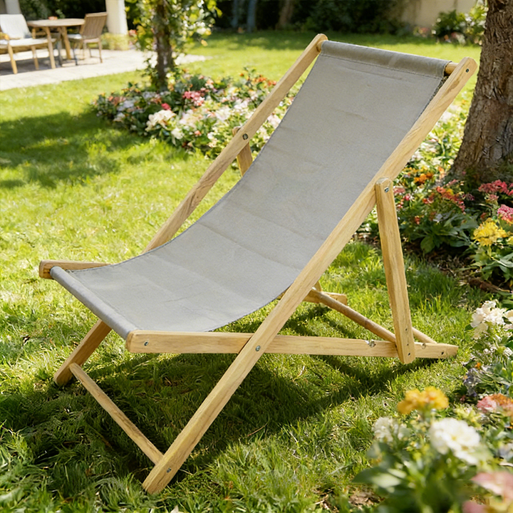 Moderne Minimalistisk Rektangulær Oxford Stoff Solid Furu Utendørs Strandstol Sammenleggbar Recliner Ryggstøtte For Utendørs | Luvikno