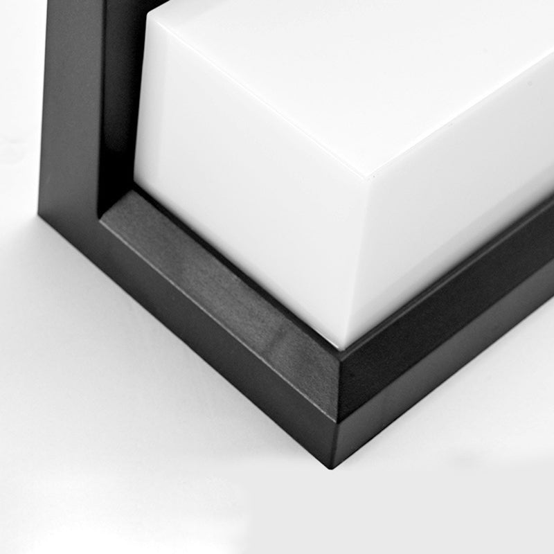 Moderne minimalistiske sol- og vanntette plast- og PC-rektangulære LED-vegglampe for utendørs, patio og hage | Luvikno