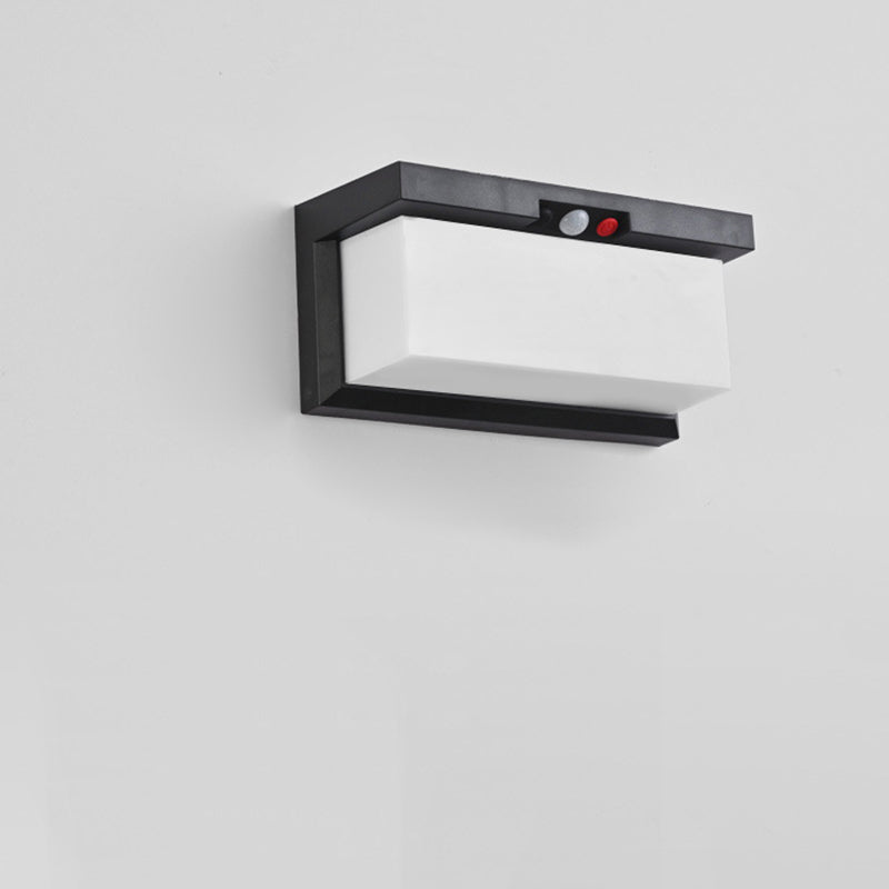 Moderne minimalistiske sol- og vanntette plast- og PC-rektangulære LED-vegglampe for utendørs, patio og hage | Luvikno