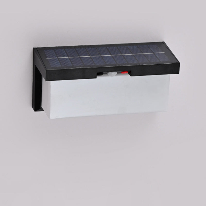Moderne minimalistiske sol- og vanntette plast- og PC-rektangulære LED-vegglampe for utendørs, patio og hage | Luvikno