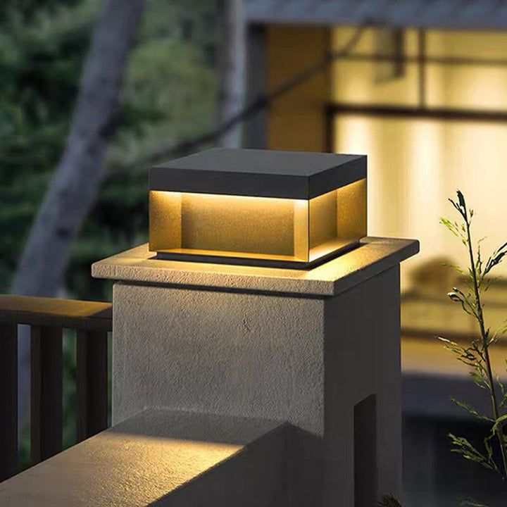 Moderne Minimalistiske Rustfritt Stål Firkantet LED Utendørs Lys Med Solenergi & Vanntette Funksjoner For Hage, Terrase, Port | Luvikno