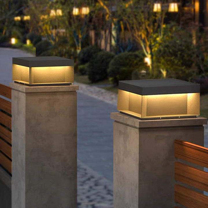 Moderne Minimalistiske Rustfritt Stål Firkantet LED Utendørs Lys Med Solenergi & Vanntette Funksjoner For Hage, Terrase, Port | Luvikno