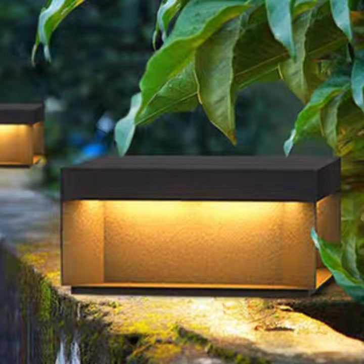 Moderne Minimalistiske Rustfritt Stål Firkantet LED Utendørs Lys Med Solenergi & Vanntette Funksjoner For Hage, Terrase, Port | Luvikno