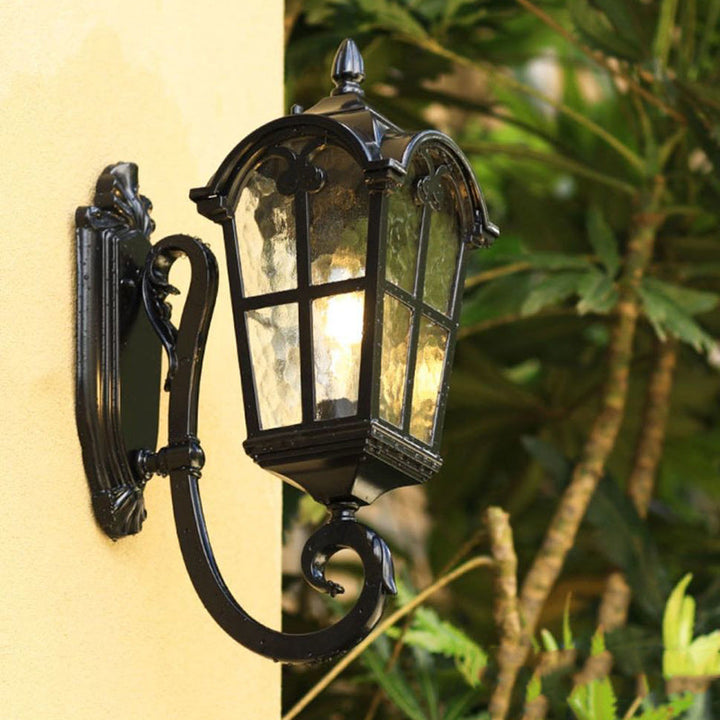 Samtidig nordisk aluminium glass buet firkantet 1-lampe vegglampe for utendørs | Luvikno