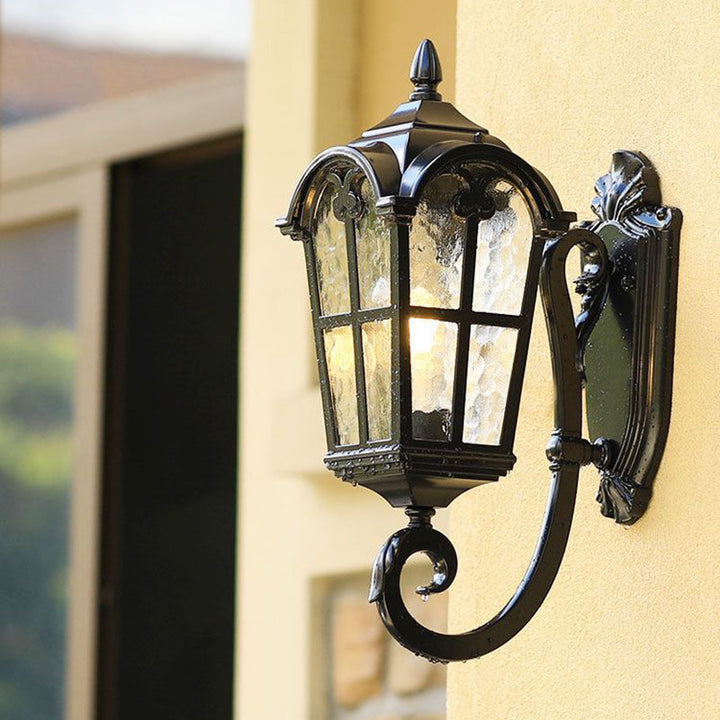 Samtidig nordisk aluminium glass buet firkantet 1-lampe vegglampe for utendørs | Luvikno