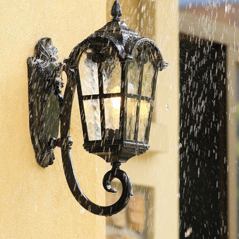 Samtidig nordisk aluminium glass buet firkantet 1-lampe vegglampe for utendørs | Luvikno