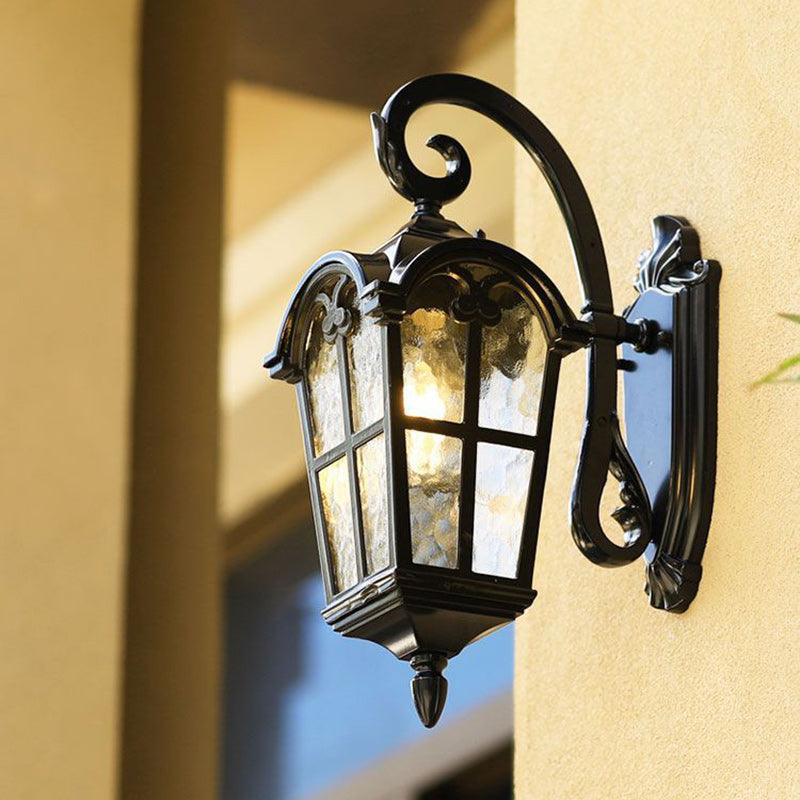 Samtidig nordisk aluminium glass buet firkantet 1-lampe vegglampe for utendørs | Luvikno