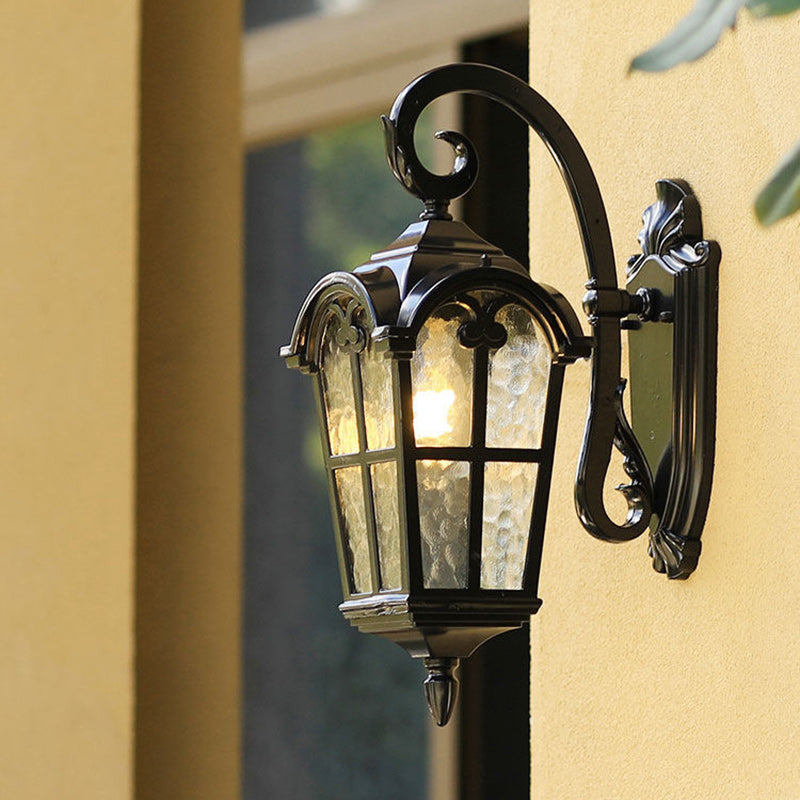 Samtidig nordisk aluminium glass buet firkantet 1-lampe vegglampe for utendørs | Luvikno