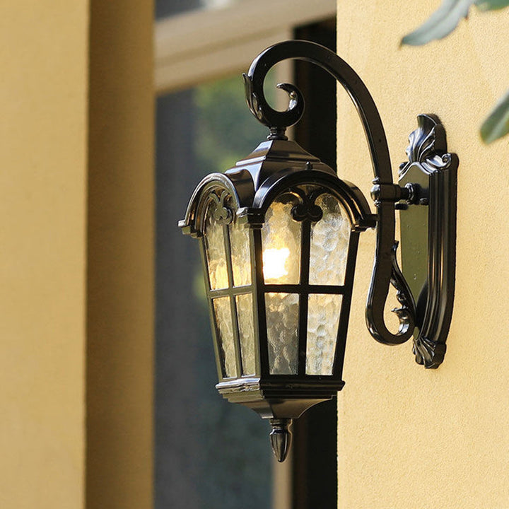Samtidig nordisk aluminium glass buet firkantet 1-lampe vegglampe for utendørs | Luvikno