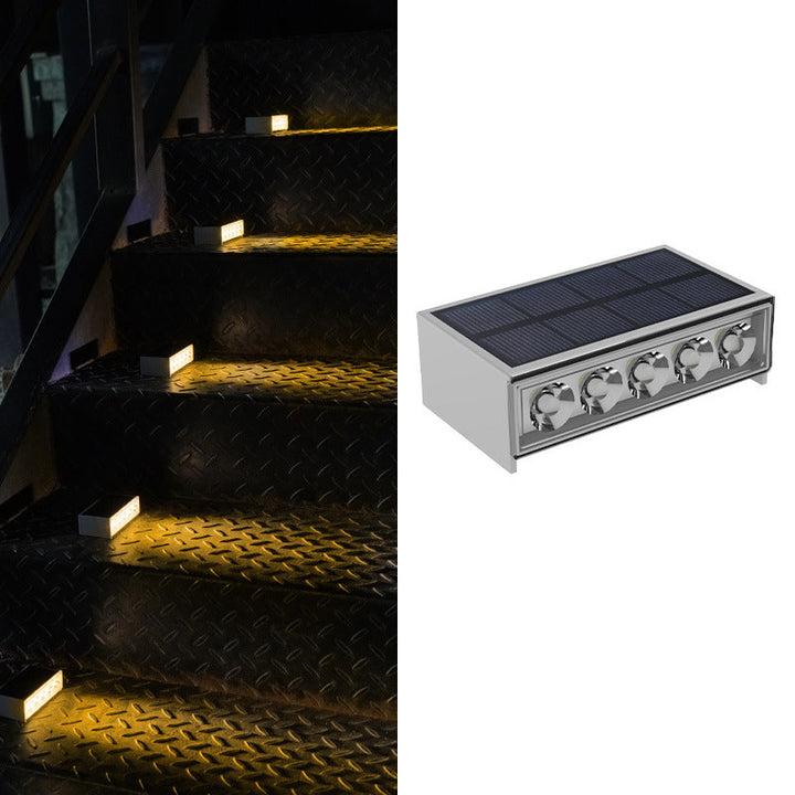 Moderne Minimalistiske Solvannavvisende ABS PC Rektangulær LED Utendørs Trinnlys Ideell For Hage Og Utendørs Patio | Luvikno