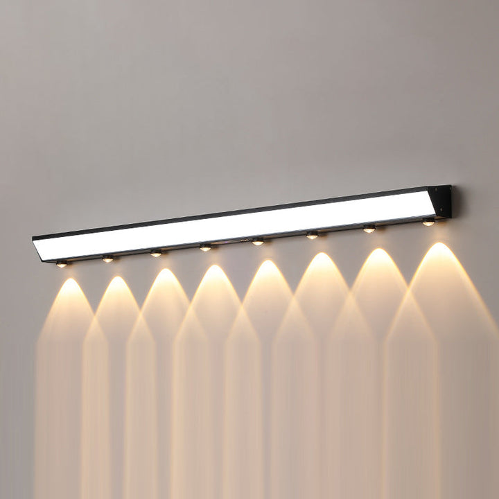 Moderne minimalistiske solenergi vanntett bevegelsessensor akryl aluminium og rustfritt stål rektangulær LED vegglampe for utendørs patio | Luvikno