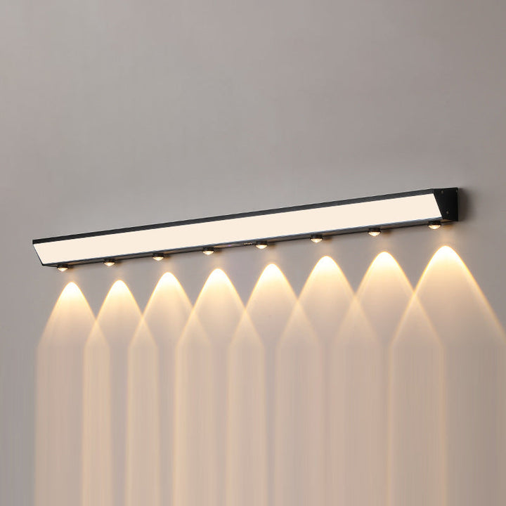 Moderne minimalistiske solenergi vanntett bevegelsessensor akryl aluminium og rustfritt stål rektangulær LED vegglampe for utendørs patio | Luvikno