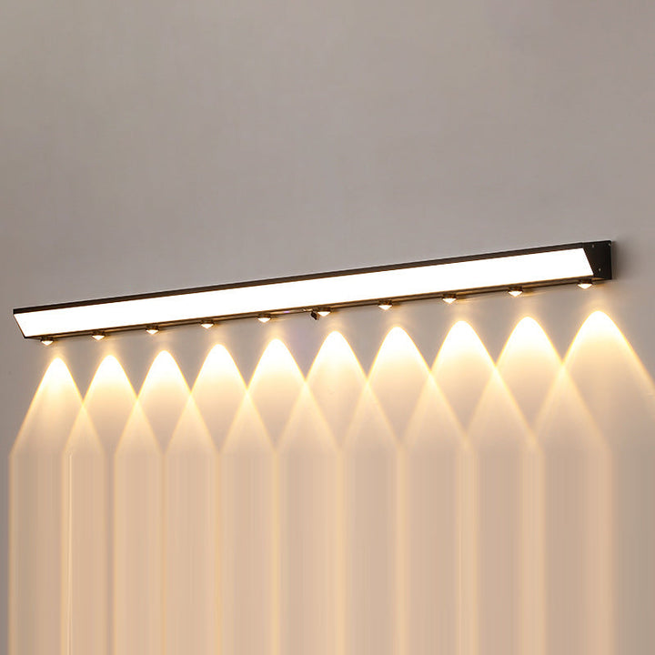 Moderne minimalistiske solenergi vanntett bevegelsessensor akryl aluminium og rustfritt stål rektangulær LED vegglampe for utendørs patio | Luvikno