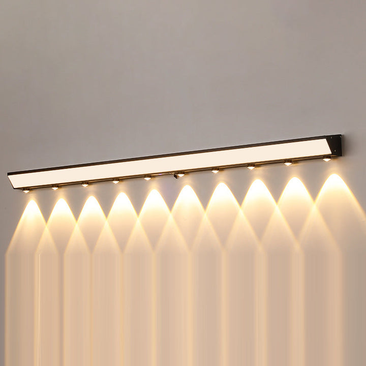 Moderne minimalistiske solenergi vanntett bevegelsessensor akryl aluminium og rustfritt stål rektangulær LED vegglampe for utendørs patio | Luvikno