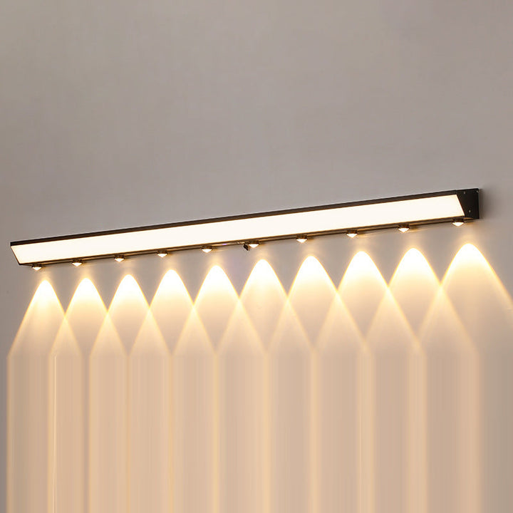 Moderne minimalistiske solenergi vanntett bevegelsessensor akryl aluminium og rustfritt stål rektangulær LED vegglampe for utendørs patio | Luvikno