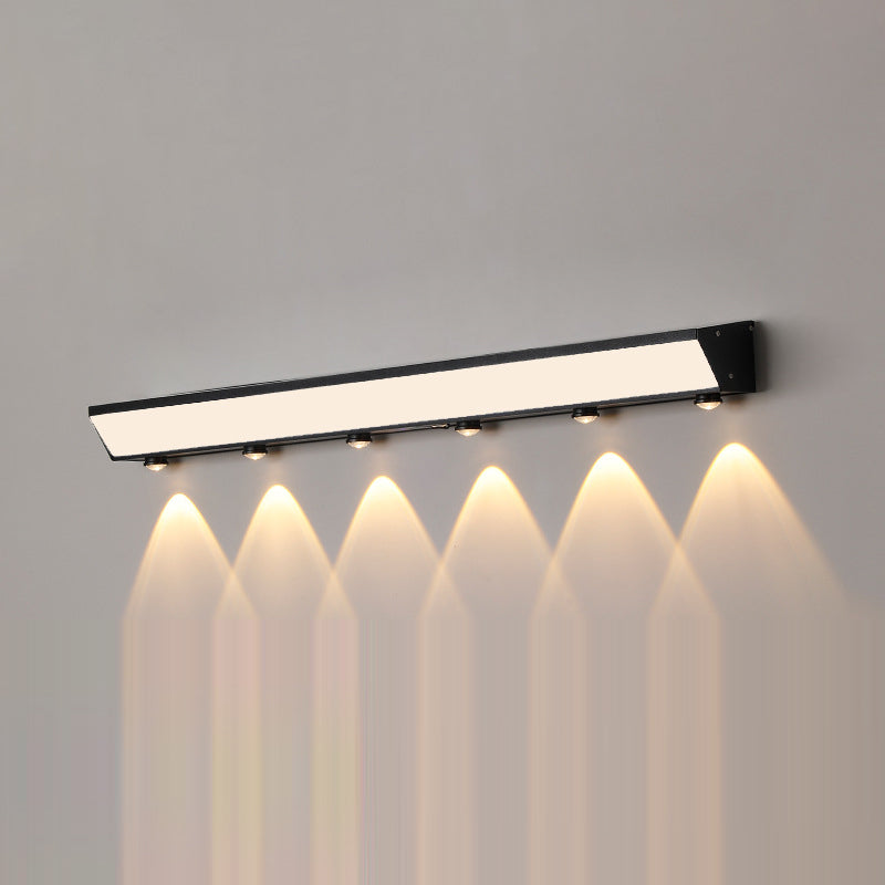 Moderne minimalistiske solenergi vanntett bevegelsessensor akryl aluminium og rustfritt stål rektangulær LED vegglampe for utendørs patio | Luvikno
