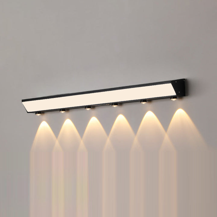Moderne minimalistiske solenergi vanntett bevegelsessensor akryl aluminium og rustfritt stål rektangulær LED vegglampe for utendørs patio | Luvikno