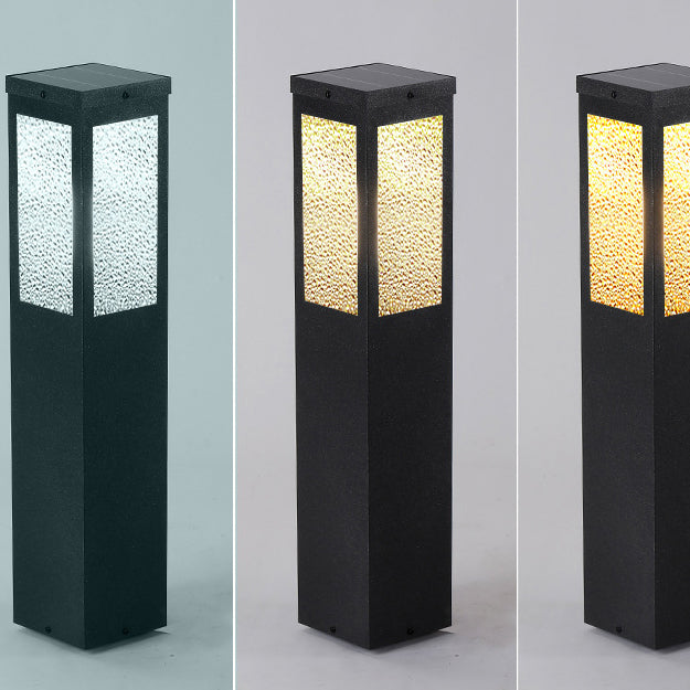 Moderne minimalistisk vanntett metall- og glass diamantstrukturert søyle 1-lys utendørslys for hage og uteplass | Luvikno