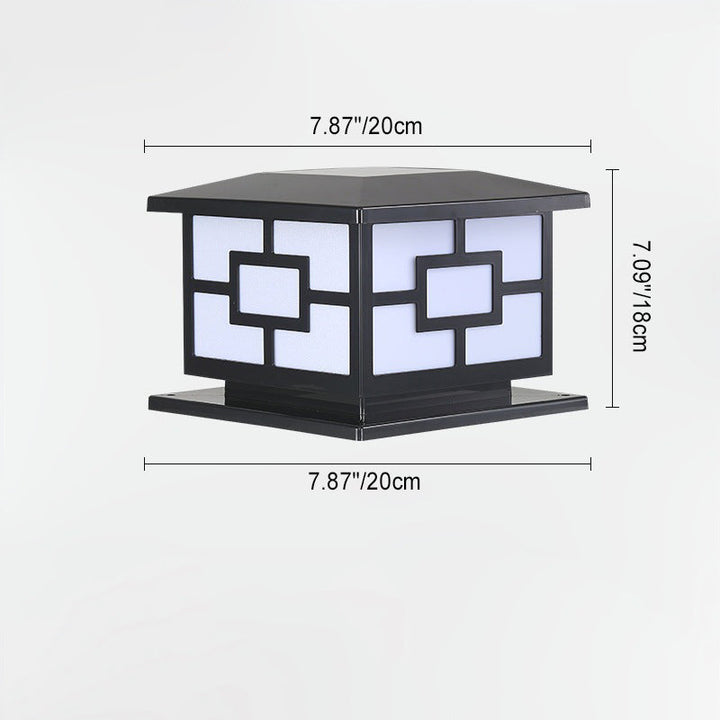 Moderne industriell ABS kube LED vanntett solcellepostlampe for utendørs patio | Luvikno