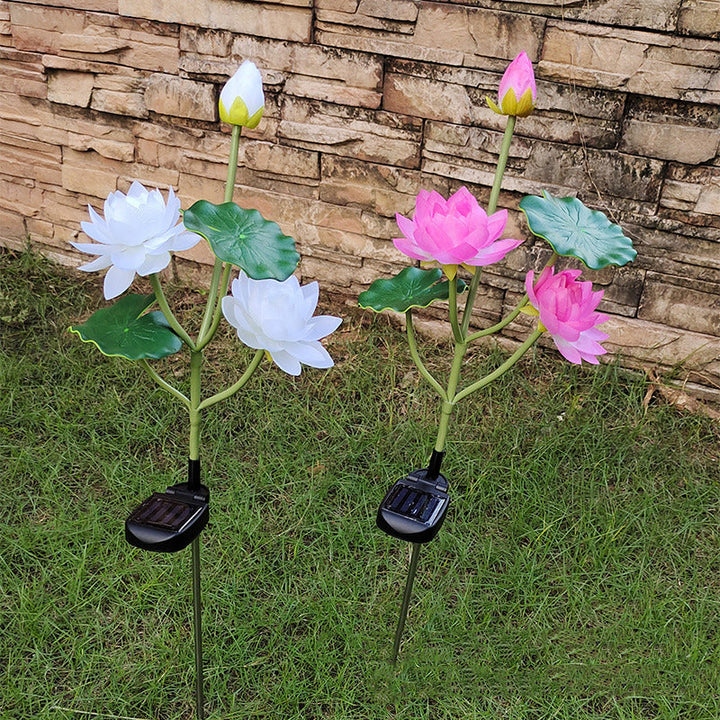 Samtidig Kreativ Lotusblomst Lotusblad Silke Tøy Rustfritt Stål LED Landskapslys Utendørslys For Hage | Luvikno