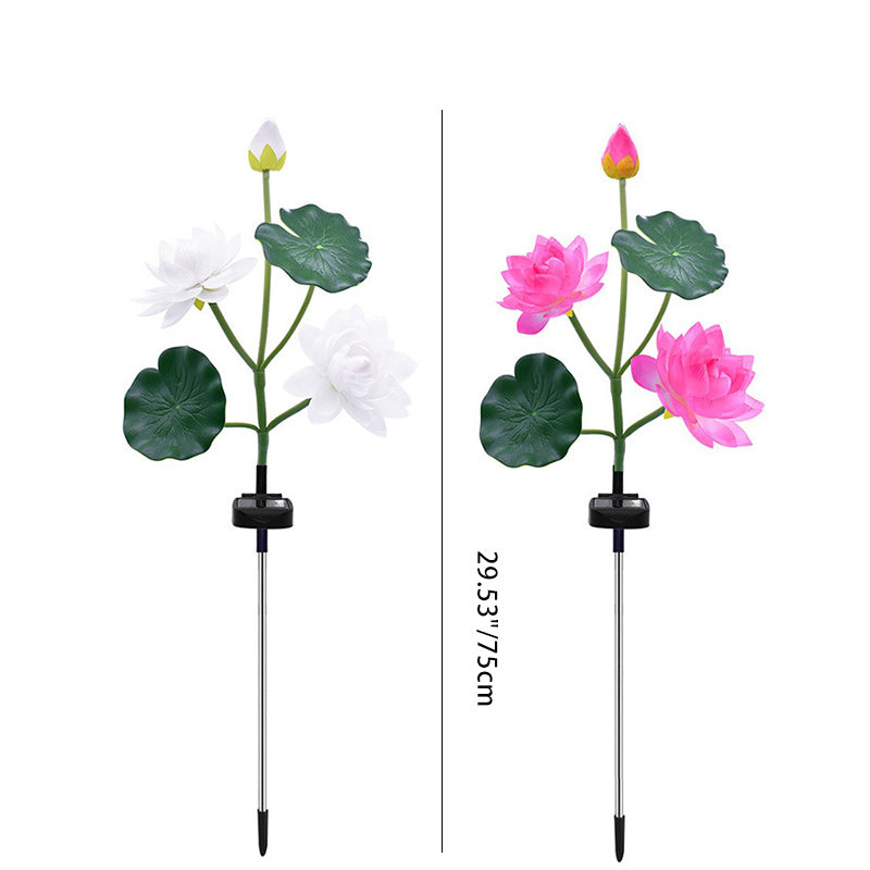 Samtidig Kreativ Lotusblomst Lotusblad Silke Tøy Rustfritt Stål LED Landskapslys Utendørslys For Hage | Luvikno
