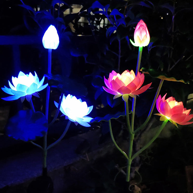 Samtidig Kreativ Lotusblomst Lotusblad Silke Tøy Rustfritt Stål LED Landskapslys Utendørslys For Hage | Luvikno