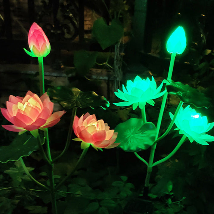 Samtidig Kreativ Lotusblomst Lotusblad Silke Tøy Rustfritt Stål LED Landskapslys Utendørslys For Hage | Luvikno