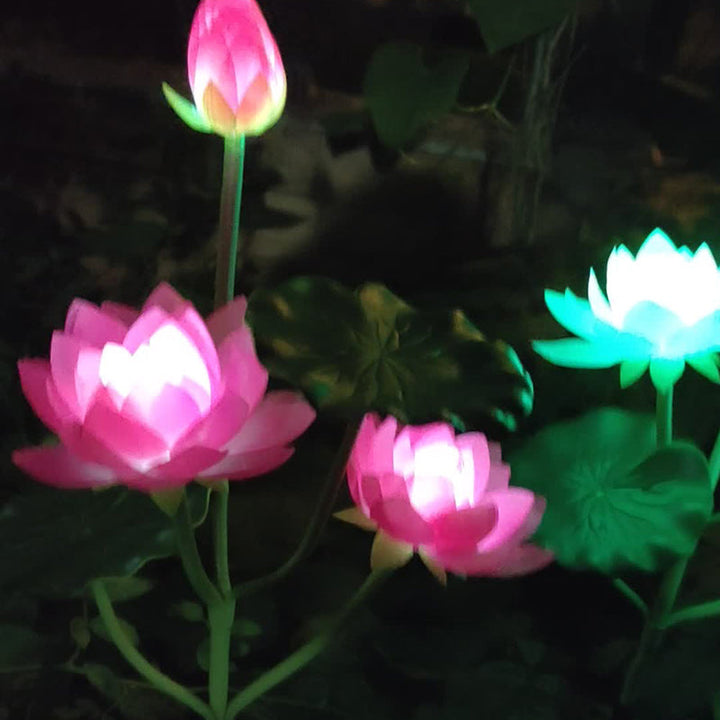 Samtidig Kreativ Lotusblomst Lotusblad Silke Tøy Rustfritt Stål LED Landskapslys Utendørslys For Hage | Luvikno