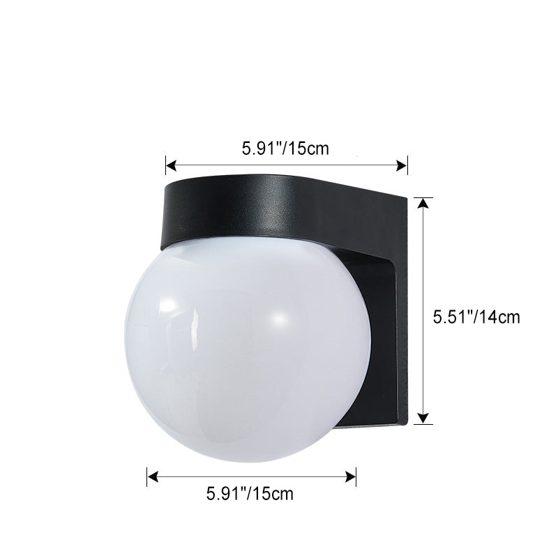 Moderne Enkelhet Vanntett Orb Polykarbonat Akryl 1-Lys Vegglampe For Utendørs Patio | Luvikno