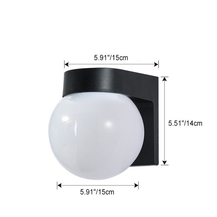 Moderne Enkelhet Vanntett Orb Polykarbonat Akryl 1-Lys Vegglampe For Utendørs Patio | Luvikno