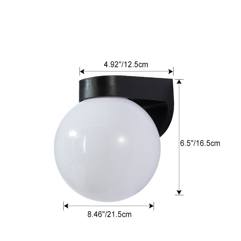 Moderne Enkelhet Vanntett Orb Polykarbonat Akryl 1-Lys Vegglampe For Utendørs Patio | Luvikno