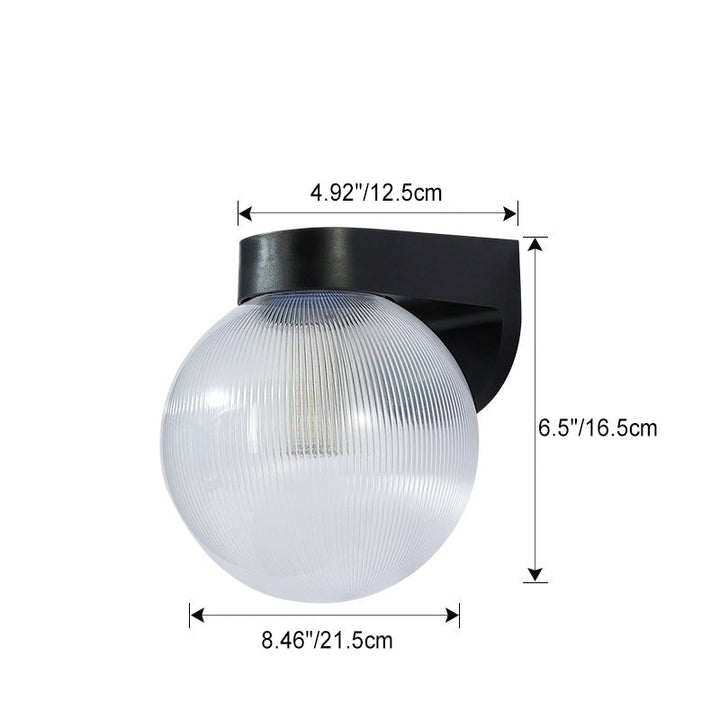 Moderne Enkelhet Vanntett Orb Polykarbonat Akryl 1-Lys Vegglampe For Utendørs Patio | Luvikno