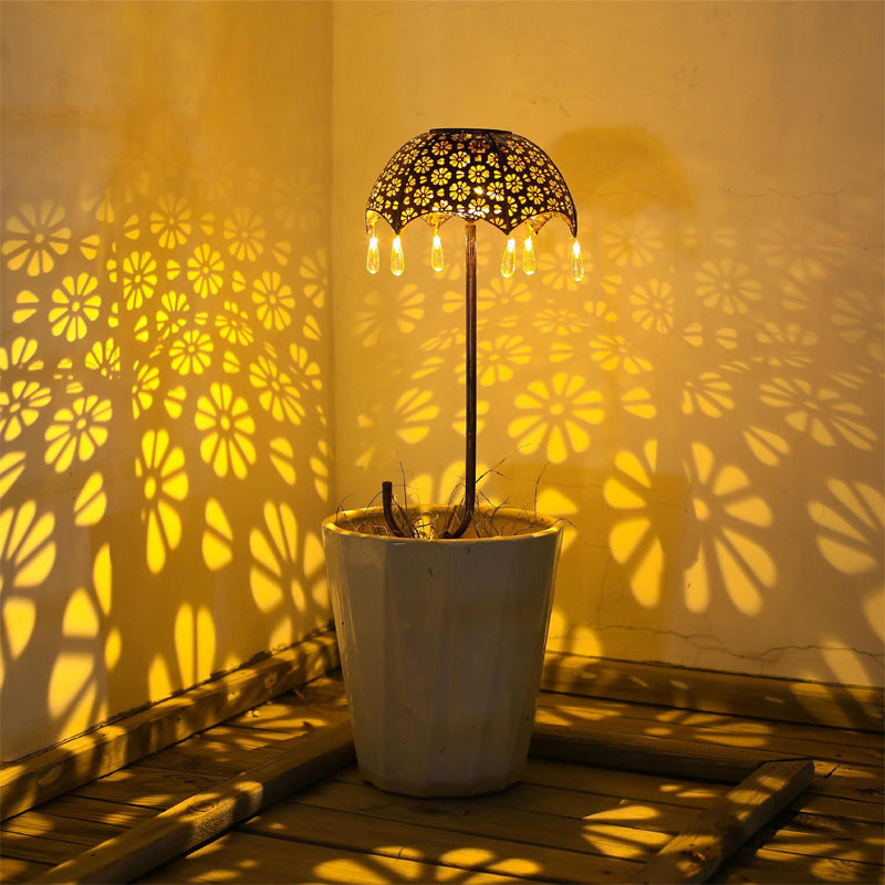 Moderne Art Deco Solvannskjerm Jern LED Bakkeplugg Utendørs Lys For Hage | Luvikno