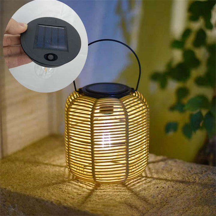 Moderne Art Deco Sol Vanntett Sylinder Lanterne Uthult Plast Jern LED Utendørs Lys For Hage | Luvikno