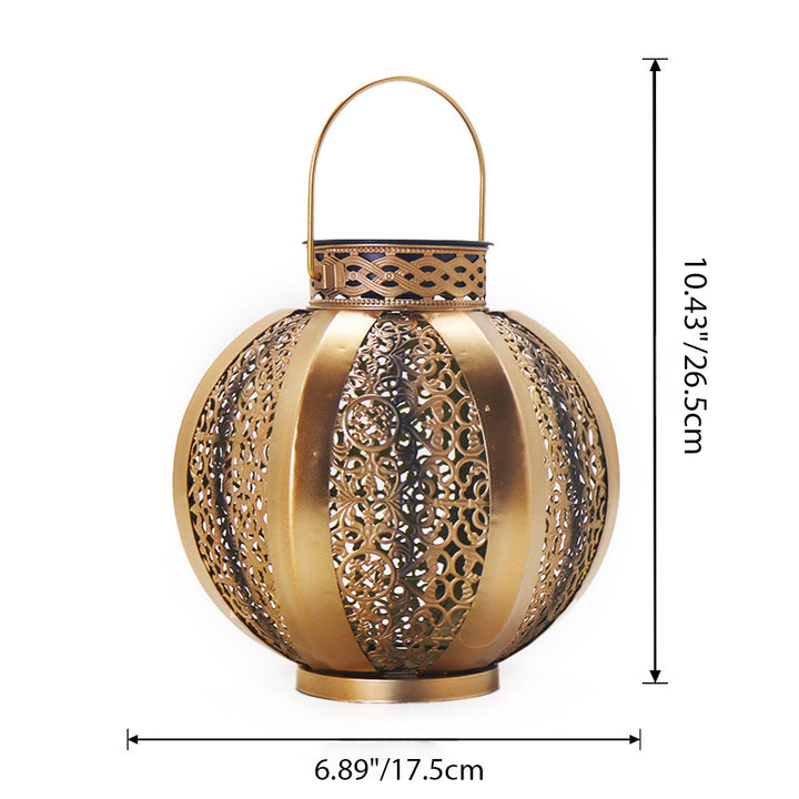 Moderne Art Deco Solvanntett Sekskanta Rund Lantern Jern LED Utendørs Lys For Hage | Luvikno