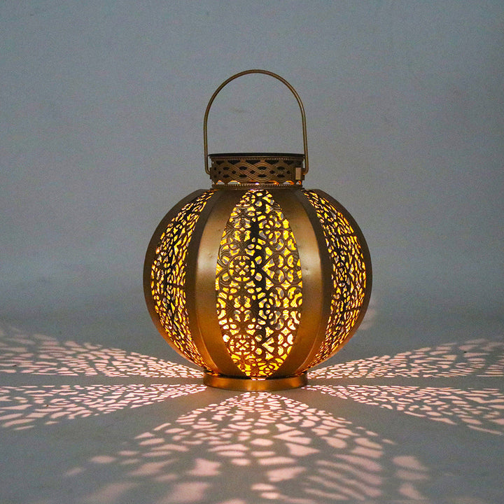 Moderne Art Deco Solvanntett Sekskanta Rund Lantern Jern LED Utendørs Lys For Hage | Luvikno